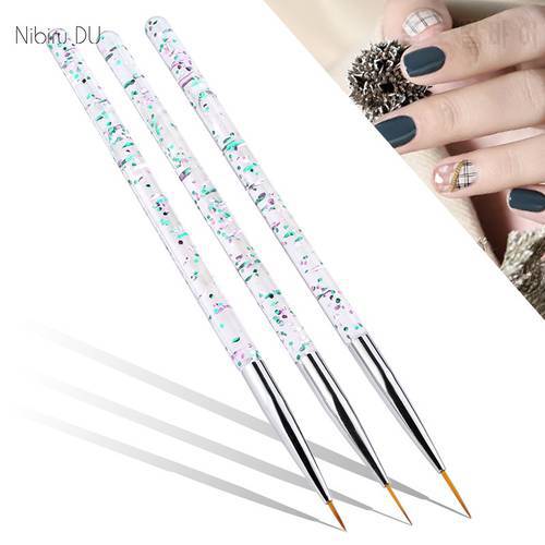3pcs/set Nail Art Liner Painting Pen Crystal Acrylic Thin Liner Drawing brushes Design Manicure Salon Tool