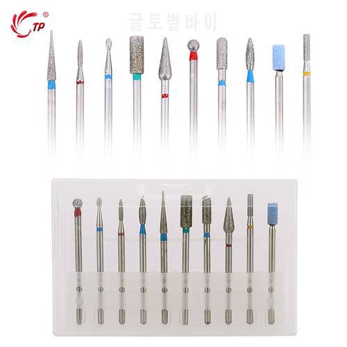 New 10Pcs/box Nail Cone Tip Ceramic Drill Bits Electric Cuticle Clean Rotary For Manicure Pedicure Grinding Head Sander Tool