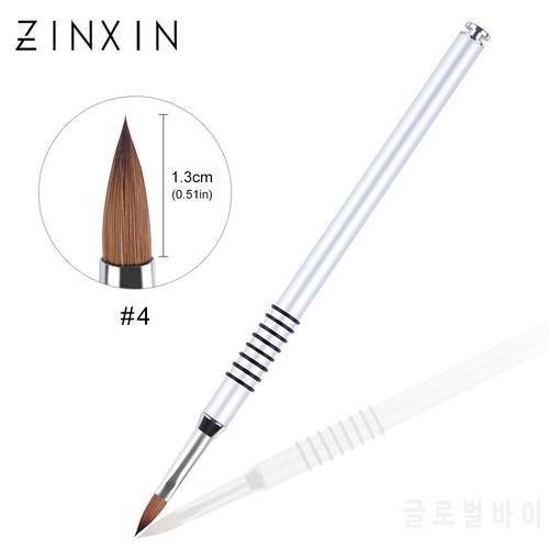 ZINXIN Kolinsky Painting Flower Pen Acrylic Drawing Nail Silver Metal Brush Pro Size 4 Nails Art 3D Handle Manicure DIY Tools