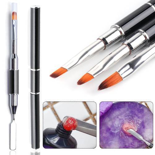 1pcs Nail Brush For Acrylic UV Gel Polish Extension Drawing Pen Double Sided Stainless Steel Nail Art Brush Nail Art Tool SA1841