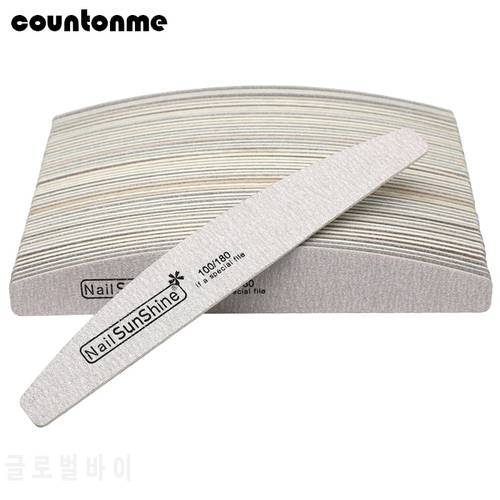 100pcs Strong Wood Nail Files 100/180 Emery Board Wooden Buffer Block Grey Thick Sanding Manicure UV Gel Polisher lime a ongle