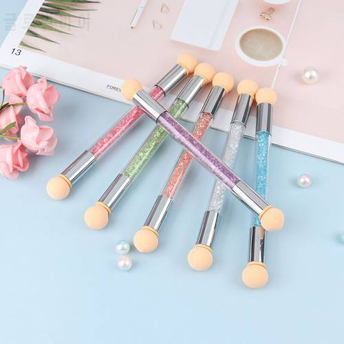 1 Pcs Double-headed Gradient Brushes Acrylic Rhinestone Handle Sponge Nail Art Brush For Ombre Gradient Nails Manicure Tools