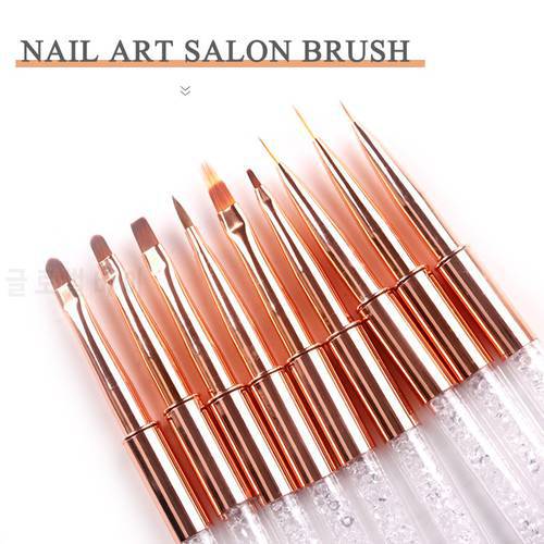 1Pcs/Lot Nail Art Lines Painting Gold Rose Pen Brush Striper Daisy Acrylic Fan Gradient Shading UV Gel Brushes Manicure Tool