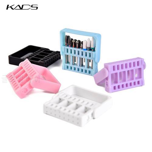 KADS 32 Holes Nail Drill Bits Holder Empty Storage Box Electric Nail Drill Bit Files Acrylic White Pink Organizer Container