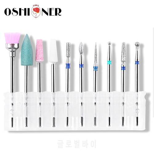 10pcs/box Diamond Nail Drill Bit Rotery Electric Milling Cutters For Pedicure Manicure Files Cuticle Burr Nail Tools Accessories