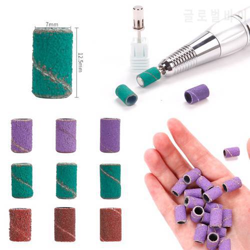 100Pcs/Pack Sanding Bands Electric Nail Drill Bit Accessories Nail UV Gel Polish Removal 80 120 180 Sand Circle Manicure Tool
