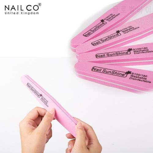 NAILKCO for a Manicure Pink Nail File Buffer Block Sanding Double Side Pedicure Washable Sponge Buffing Easy to Carry 1 Pcs