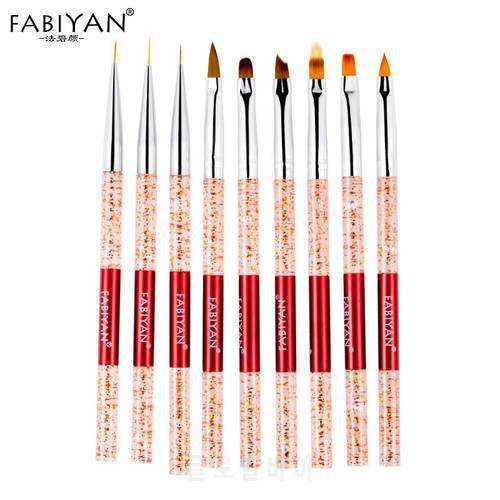 9Styles Nail Art Brushes Gradient Powder Thin liner Extension Design Flower Painting Dotting Drawing 3D Tips Pen