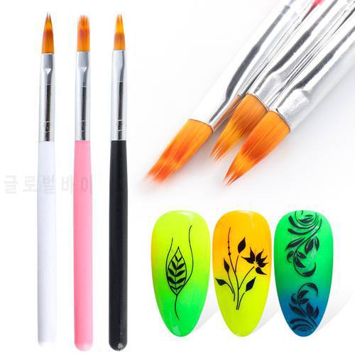 3pcs Gradient Nail Brush Pen UV Gel Polish Drawing Painting Bloom Ombre Nail Art Brushes Set for Manicure Salon Tools TR285-1