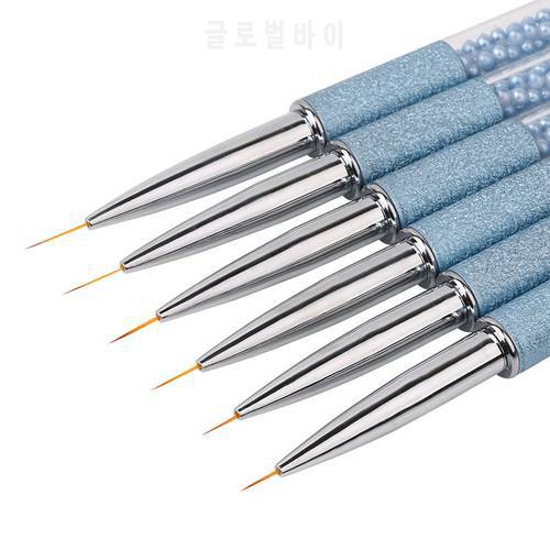 1 Pcs Blue Pearl Rhinestone Acrylic Rod Nail Art Pen Tips 3D Painting Drawing Liner UV Gel Brush Manicure Tool