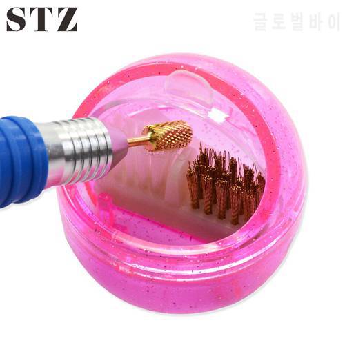 STZ Nail Drill Bit Brush Milling Cutter Mini Cleaning Case Plastic Copper Wire Remove Dust Tool Manicure Care Accessories NJ217