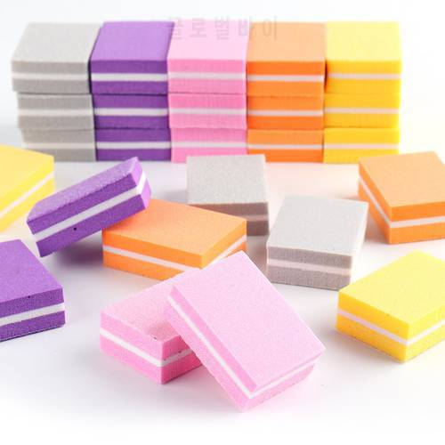 10pcs Nail Art Files Colorful Double-sided Mini Sponge Nail Polish 180/100 Sanding Buffer Strips Polishing Manicure Tools NL1824