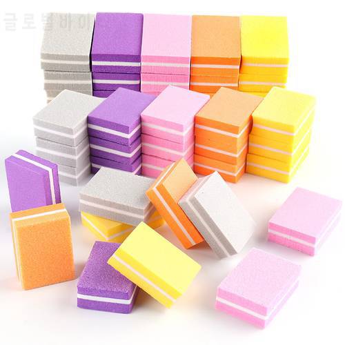 50/25pcs Mini Sponge Nail Buffer Blocks Sanding Polishing 100/180 Double Sided Nail Art Files Manicure Kits Accessories TR1824-1