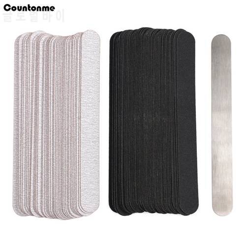 100Pcs Self-Adhesive Replacement SandPaper Files 100/180/240 With Metal Handle Grinding Nail Art Files Nails Accessories Tools