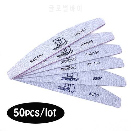50 Pcs/Lot 80 100 180 Nail Files For Manicure Gray Strong Sandpaper Nails Accessorizes Tools Professional Nails Art Care Tools