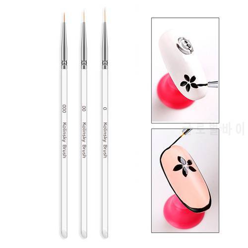 3 Pcs Nail Art Brush for Nails Varnish Uv Gel Polish Dotting Tools Brushes for Manicure Drawing Painting Pen Nail Markers Penci