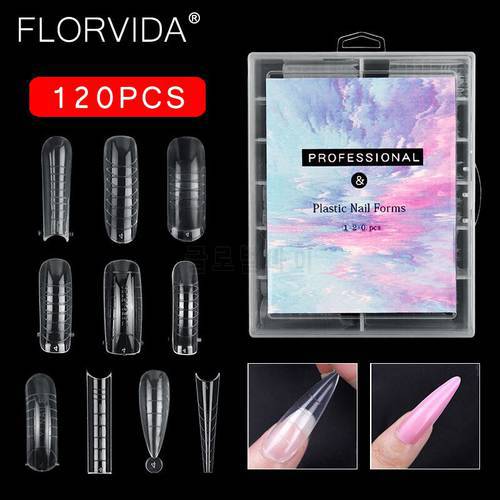 FlorVida 100pcs Kit Plastic False Nails Art Dual Form French Tips Poly Gel Extension Mode Acrylic Manicure Tool Accessories Set