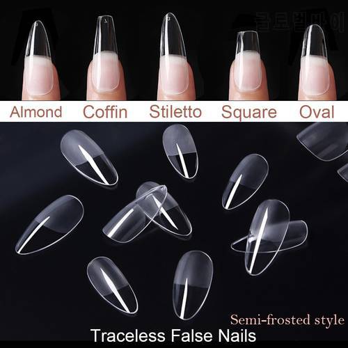 Nail Capsule Full Cover Art Tips Coffin False Nails Press on Semi-Frosted Practice Hand for Acrylic Nails Accessories
