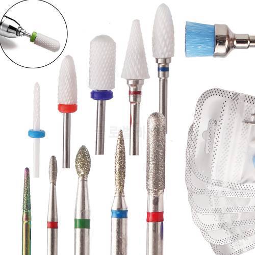 6pc Diamond Ceramic Nail Drill Bit Set Milling Cutter Polishing Rotary Electric Manicure Accessories Remove Gel Horny Nail Tools