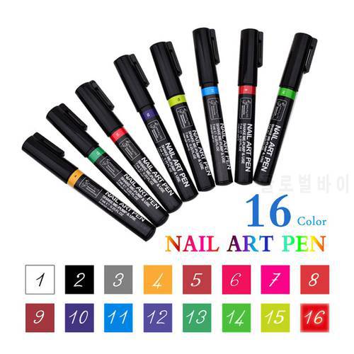 16 Color Nail Art Tools 3D Painted Pens Stained Point Pens Nail Brushes DIY Nail Pens Nail Art For Manicure Decoration