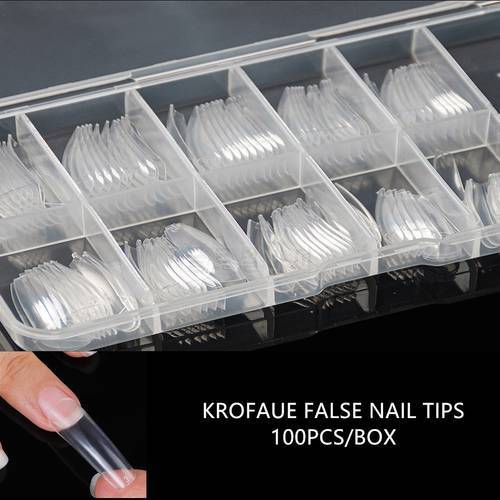 100pcs Fake Nails Extension Transparent False French Nail Tips Artificial Acrylic Ballerina Coffin Manicure Set DIY Tool