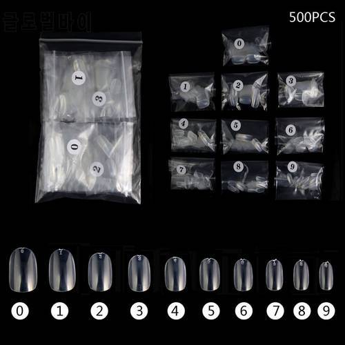 500 full coverage fake nails short oval fake nails Natural white/clear fake nails 10 Size Press On Nails