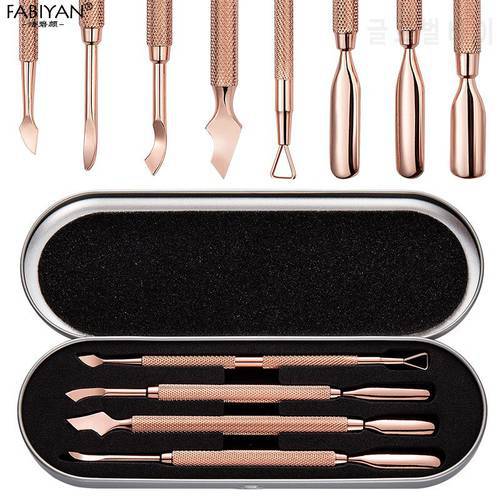 Dual-end Nail Art Stainless Steel Cuticle Pusher Manicure Pedicure Clean Tool Set Dead Skin Nail Polish Gel Remove