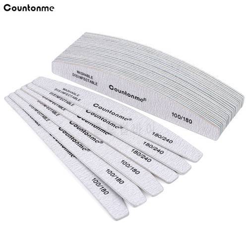 10Pcs/20Pcs Grey Wooden Nail File 100/180/240 Wood Sandpaper Buffer Double Sided Washable Manicure Care Tool Thick Sticks Files