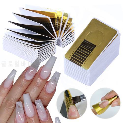 Nails Forms For Extension Tips For Building Acrylic UV Gel Polish Stencil Guide Papers Mold French Manicure Tools TRNJ070