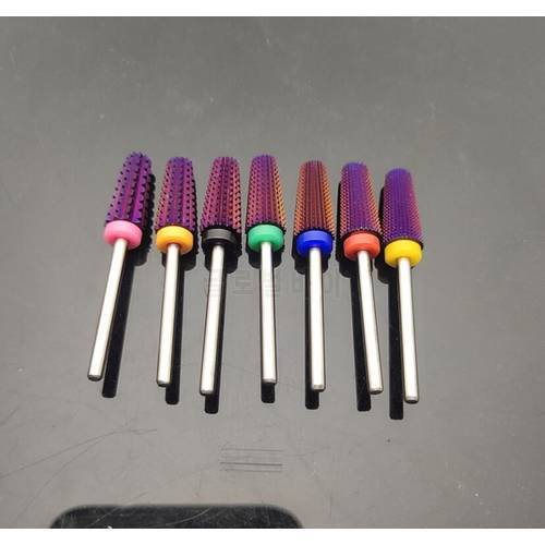 New Purple Plated 5 in 1 Carbide Nail Drill Bits With Cut 2-Way Drills Tapered Bit Milling Cutter For Manicure Nails Accessories