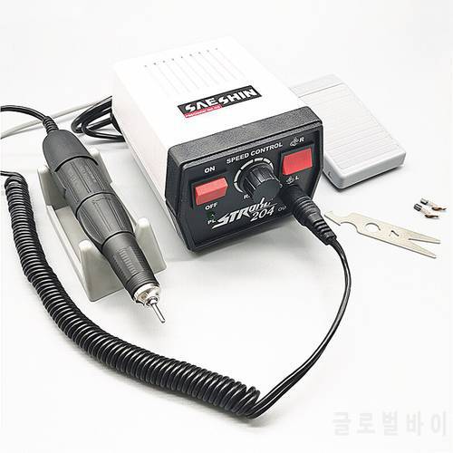 65W Strong 204 control box 35000RPM 30V Strong 210 102L Micromotor Handpiece Electric manicure machine Nail Drill cutters Set