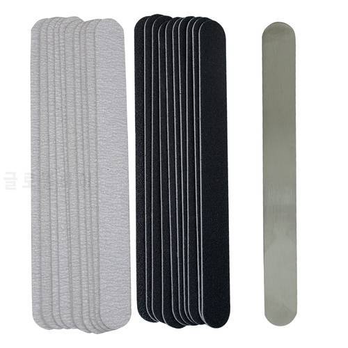 Straight Replacement Nail File 100/180/240 10pcs Grey/Black Removable SandPaper With Stainless Steel Handle Metal Sanding Files