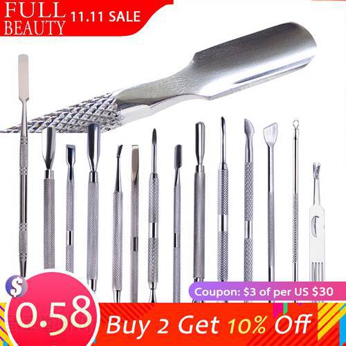 1pcs Double-ended Cuticle Pusher Manicure Tools Stainless Steel Dead Skin Cuticle Remover For Pedicure Cuticle Scissors LE01-09