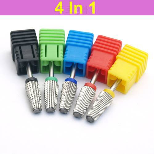 Carbide Tungsten 5 in 1 Nail Drill Bit Tapered Shape Straight Cut drill bit for Acrylic Nail Gel 3/32