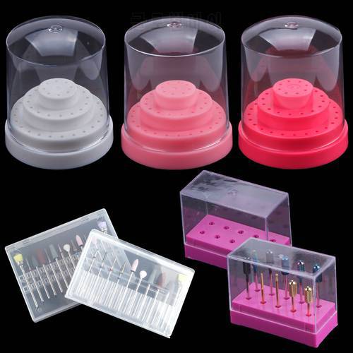 10/14/20/48 Holes Nail Drill Bits Holder Cutters Stand Container Empty Storage Box Manicure Cases Organizer Acrylic Cover Tools