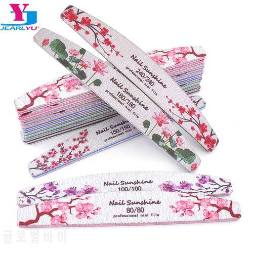 2/5/10 Pcs Flower Printed Professional Nail File Multi Grit Half Moon Lime A Ongle Gel Nail Polish Nail Care Tools For Manicure