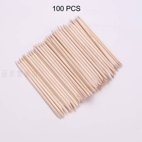 100PCS Nail Push Wooden Manicure Tools Nail Supplies Orange Stick Wooden Dead Skin Push For Nails Point Drill Stick Nails Art