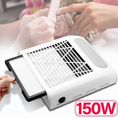 150W Nail Vacuum Cleaner Extractor Fan for Manicure pedicure Dust Absorber with Removable Filter Nail Dust Collection for Salon