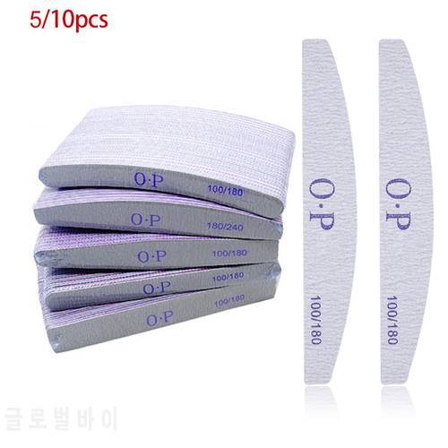 5/10Pcs Wooden Nail File Sandpaper Strong Thick Professional Nail Files Buffer For Manicure Sanding Half Moon Lime Nail Tools