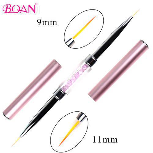 BQAN 5/7/9/11mm Double Head Liner Brush Crystal Handle Painting Pen Gel Brush Flower Drawing Painting Nail Art Brush Manicure