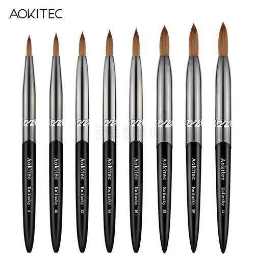 Aokitec Kolinsky Nail Art Brush Acrylic UV Gel Extension Pen Nail Polish Painting Drawing Brush Nail Art Brush for Manicure Tool
