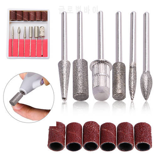 12pcs Nail Drill Bits Kit Electric Nail File Cuticle Cutter Tips Clean Burr Sander Manicure Nail Sanding Bands DIY Manicure Tool