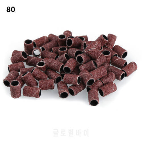 2021 new 100pcs/lot 6 types Mounted Cylindrical Grinding Heads Abrasive Sleeves Sanding Bands For Nail Drill Manicure Tools