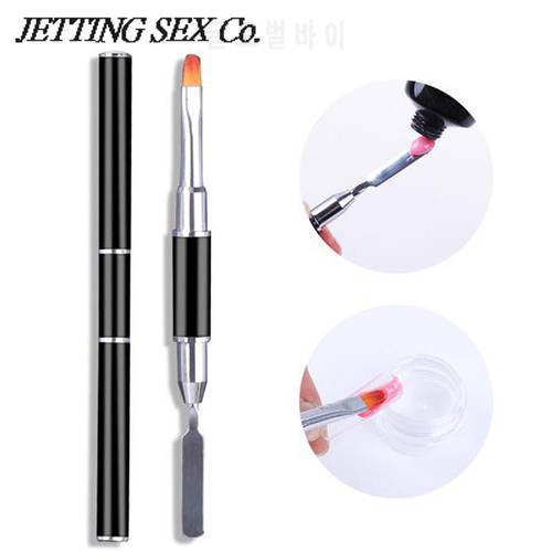 2In1 Double-Ended Dual-Use Nail Tool Nail Pen Poly Nail Gel Brush And Picker Stainless Steel Gel Color Bar Flower Brush
