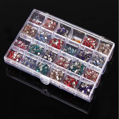 24 Grids Plastic Empty Nail Rhinestone Storage Box Organizer Case Transparent Tips Jewelry Beads Container Nail Art Equiment