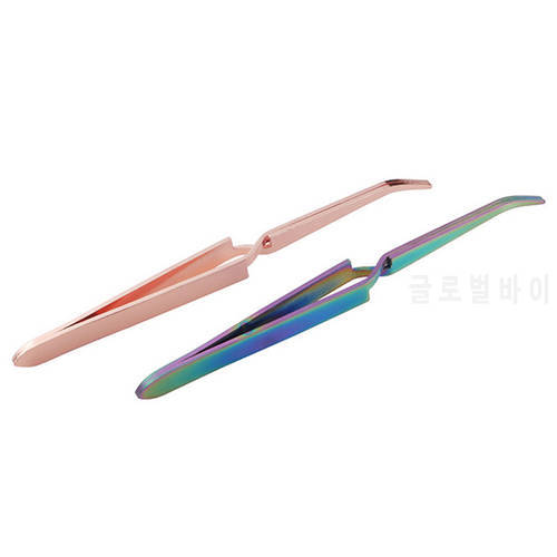1Pcs Rainbow Stainless Steel Nail Shaping Tweezers For UV Gel Tips C Curve Pinchers Sculpture Clip Nail Art Treatment Tool