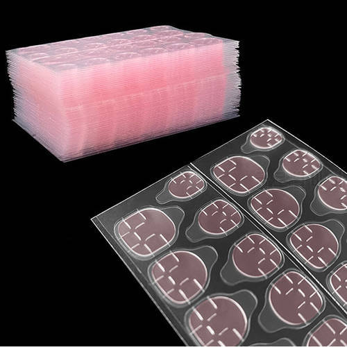 Pink 6cmX8cm 120pcs Double Sided False Nail Art Adhesive Tape Glue Sticker DIY Tips Fake Nail Acrylic Manicure Gel Makeup Tool