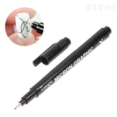 1pcs New Nail Art Graffiti Pen Black Color UV Gel Polish Design Dot Painting Detailing Pen Brushes DIY Nail Art Adorn Tools