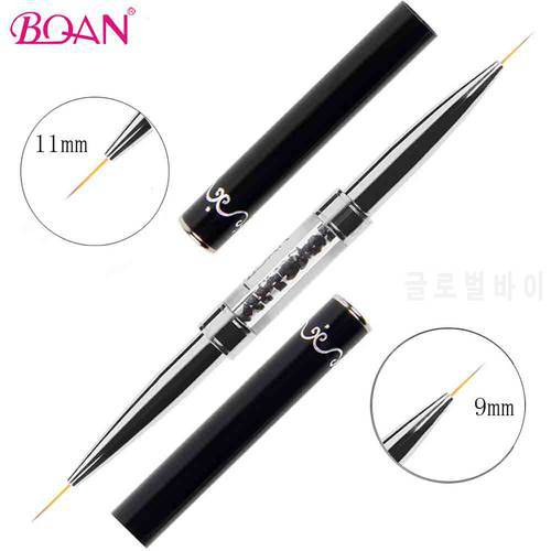 BQAN Nail Brush Black Double Head Crystal Handle Line Drawing Brush Painting Pen Gel Polish Crystal Nail Art Brush Manicure Tool