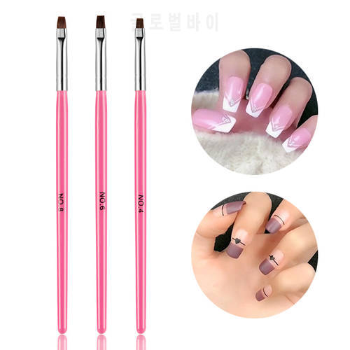 3Pcs Pink Row Dotting Dot Builder Flat Painting Crystal Carving UV Gel Nail Art Acrylic Polish Tips Pen Brush Manicure Tools Set